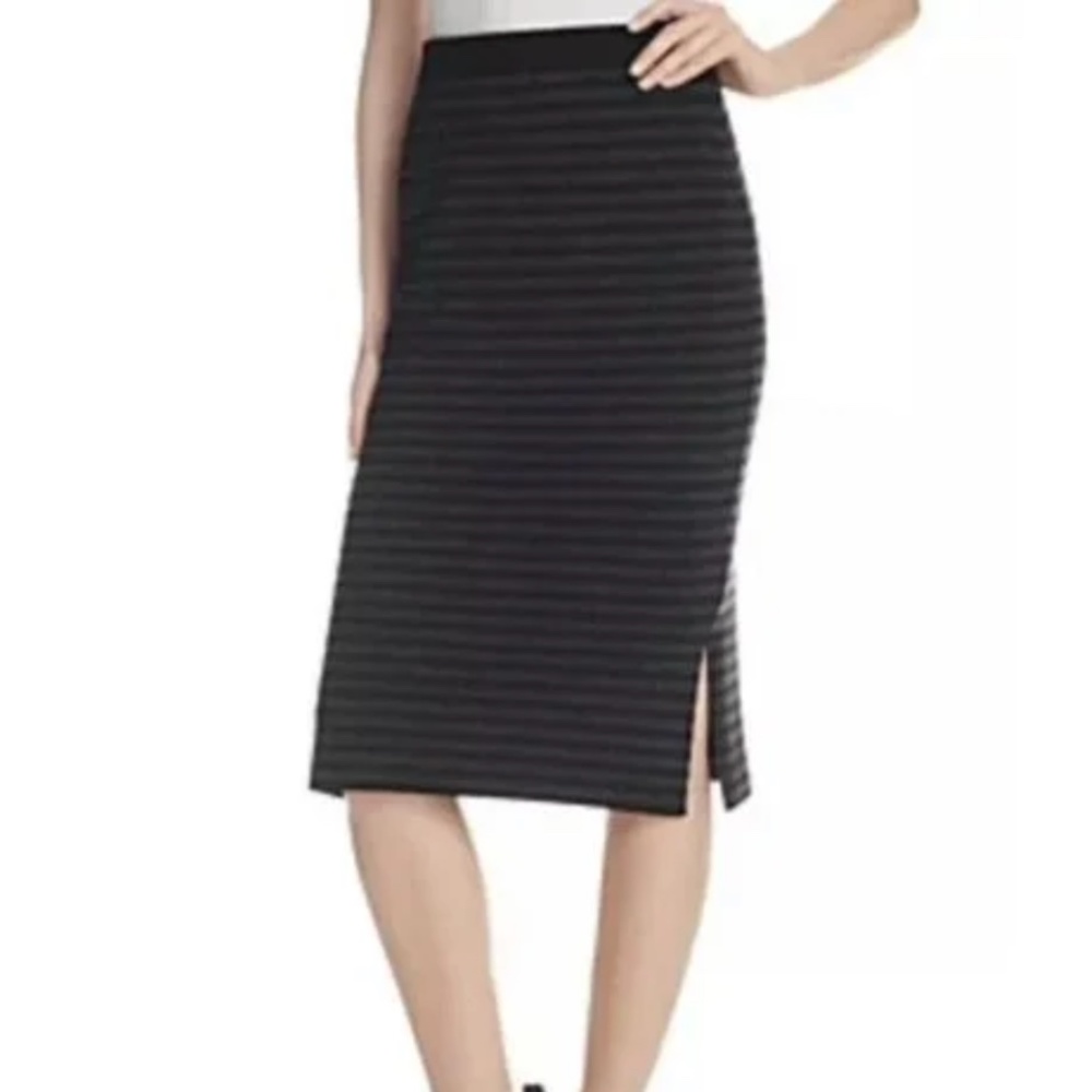 NWT Eileen Fisher Fine Merino Wool Double Knit Stripe Pencil Skirt - Medium